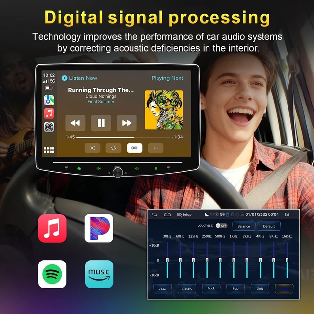 Alt view image 4 of 5 - 10 Inch Double Din Car Stereo Wireless Apple CarPlay Android Auto, Double din carplay Radio with Bluetooth 5.0/Navigation/Voice Control/Mirror Link