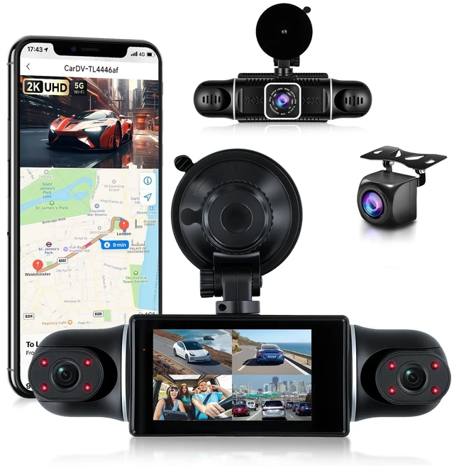 Main image of 2K 360Dash Cam Front Rear Left Right Inside with 5GHz WiFi GPS, 4 Channel