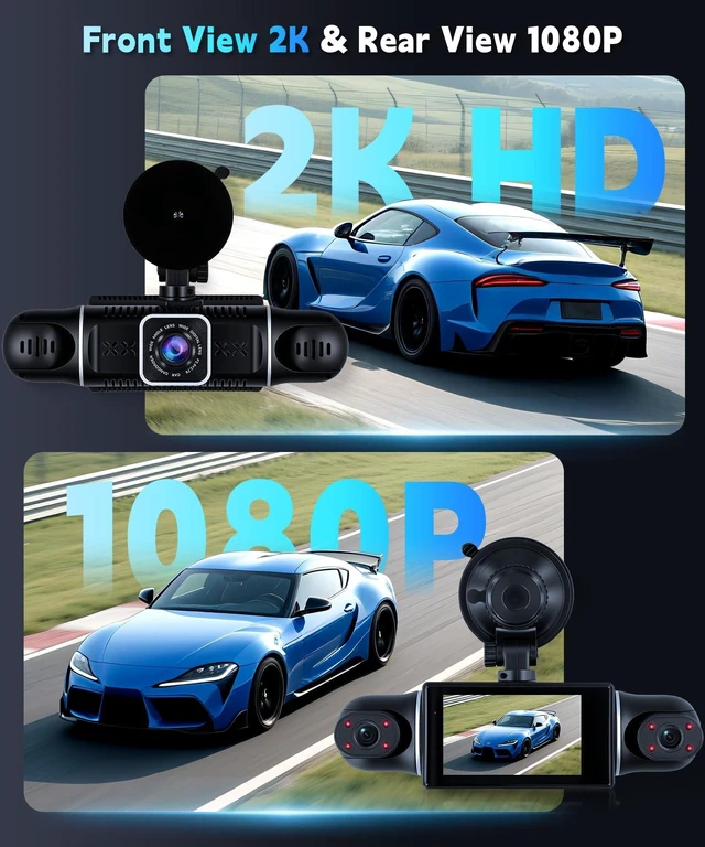 Alt view image 3 of 5 - 2K 360Dash Cam Front Rear Left Right Inside with 5GHz WiFi GPS, 4 Channel