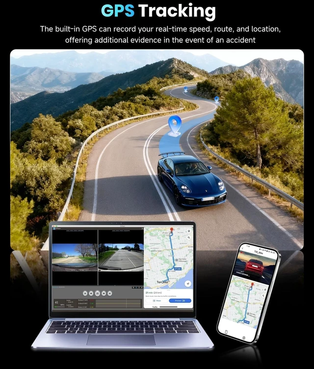 Alt view image 4 of 5 - 2K 360Dash Cam Front Rear Left Right Inside with 5GHz WiFi GPS, 4 Channel