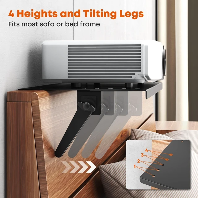 Alt view image 3 of 5 - PUTORSEN No-Drill Projector Mount, Adjustable Wall Shelf for Bedroom