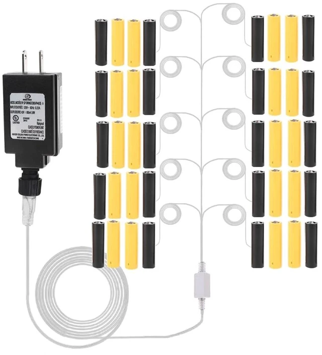 Main image of 1 to 10 AA Battery Adapter AC Plug,2 or 3 LR6 R6 Batteries Replacement