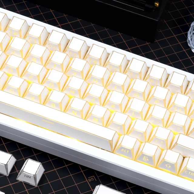 Alt view image 3 of 5 - TIMSEKER White Manga Shine Through Keycaps, Side Print Keycap Set