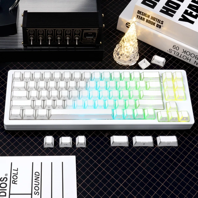 Alt view image 2 of 5 - TIMSEKER White Manga Shine Through Keycaps, Side Print Keycap Set