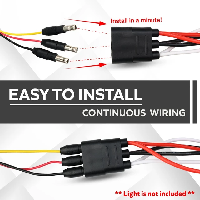 Alt view image 4 of 5 - Ledvillage 50 Counts of 3 Prong Female Bullet Plug Wiring Harness Continuous Wire Harness Roll (4" Lead Spacing Between Plugs) 3 Prong Socket Plug