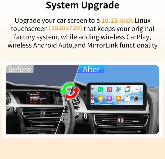 Alt view image 2 of 5 - BARGGN Wireless CarPlay/Android Auto 10.25 Inch Touchscreen for Audi A5 3GMMI (2009-2015) Year, Car Radio Receiver, Multimedia, Bluetooth, Car Stereo, Navigation