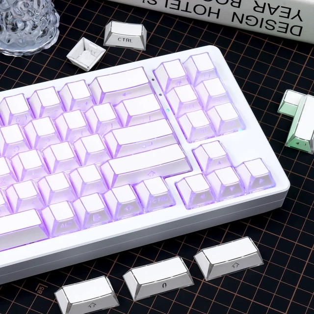 Alt view image 4 of 5 - TIMSEKER White Manga Shine Through Keycaps, Side Print Keycap Set