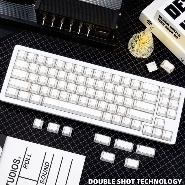 Alt view image 5 of 5 - TIMSEKER White Manga Shine Through Keycaps, Side Print Keycap Set