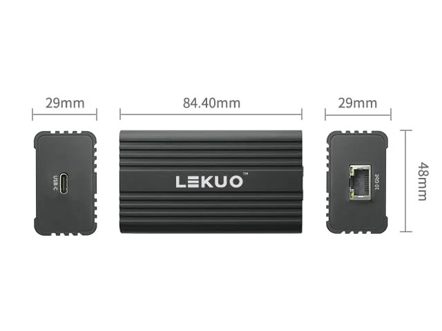 Alt view image 3 of 5 - USB 3.2 Gen 2 Type-C 10G Ethernet Adapter, USB-C to 10GbE Network Adapter, Bus Powered, RJ45 Port Supports 10Gb/s, 5Gb/s, 2.5Gb/s, 1Gb/s and 100Mb/s Base-T