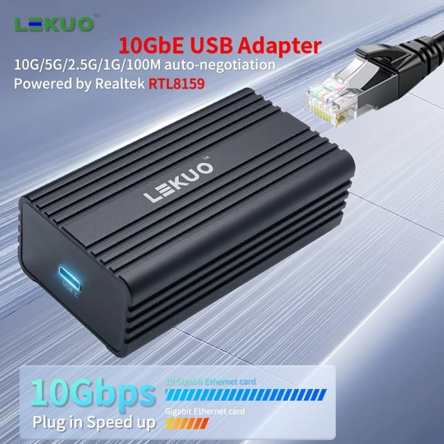 Alt view image 5 of 5 - USB 3.2 Gen 2 Type-C 10G Ethernet Adapter, USB-C to 10GbE Network Adapter, Bus Powered, RJ45 Port Supports 10Gb/s, 5Gb/s, 2.5Gb/s, 1Gb/s and 100Mb/s Base-T