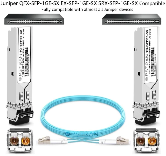 Alt view image 2 of 5 - OPSTRAN 1000BASE-SX SFP Optical Transceiver Module Compatible with Juniper QFX-SFP-1GE-SX EX-SFP-1GE-SX SRX-SFP-1GE-SX 850nm 550m DDM Duplex LC MMF 4pcs/Pack