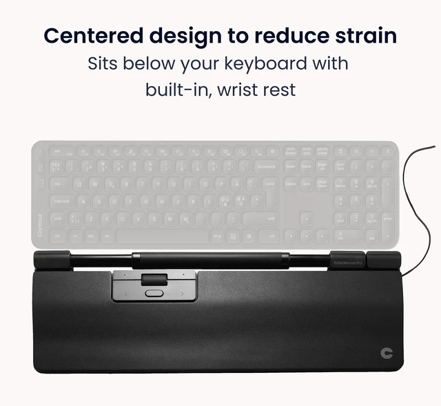 Alt view image 2 of 5 - Contour RollerMouse Pro Ergonomic Central Rollerbar Design for Neck, Shoulder & Wrist Pain Relief, 6 Programmable Buttons, 600-2800 DPI, Productivity Plug & Play Mac & PC - Wired - Extended