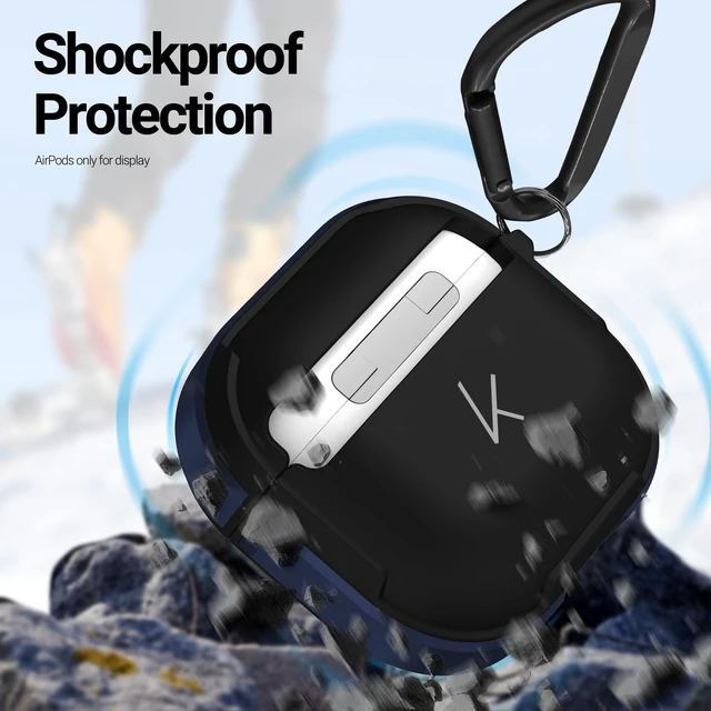 Alt view image 3 of 5 - KZDOO Crashguard for AirPods 4 Case, Metal Protective Cover, Blue