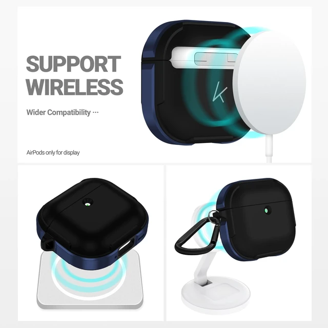 Alt view image 5 of 5 - KZDOO Crashguard for AirPods 4 Case, Metal Protective Cover, Blue