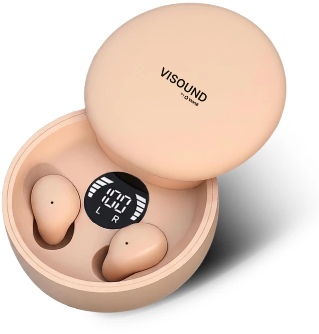 Main image of VISOUND Air Skin Tones Invisible Earbuds for Small Ears - Wireless Bluetooth 5.4, Skin-Matching Mini Stemless Ear Buds, IPX5 Waterproof, Crystal Clear Calls (Bare Peach)