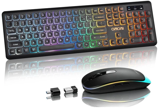 Main image of Computer Keyboard and Mouse Wireless,Rechargeable Gaming LED Keyboard Combo