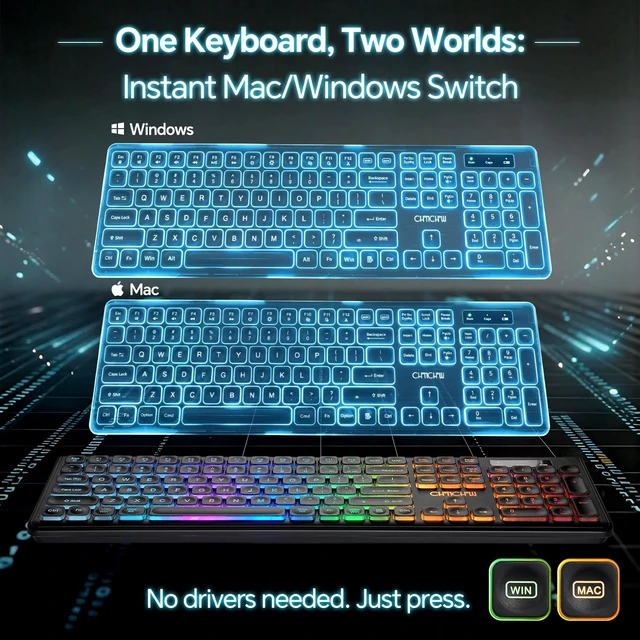 Alt view image 3 of 5 - Computer Keyboard and Mouse Wireless,Rechargeable Gaming LED Keyboard Combo