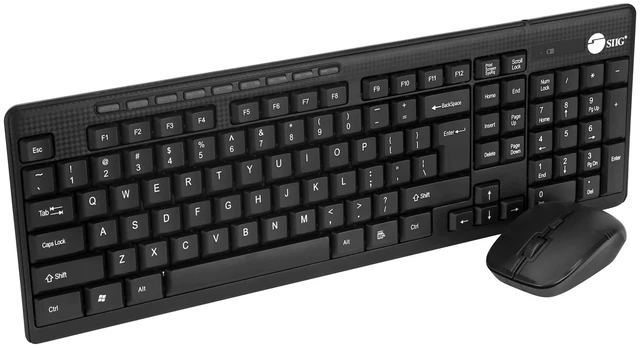 Main image of SIIG Jk-WR0T12-S1 Standard Size 102Key Wireless Keyboard with 3Button Wireless Optical Mouse, Black