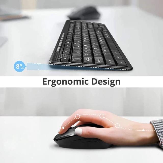 Alt view image 5 of 5 - SIIG Jk-WR0T12-S1 Standard Size 102Key Wireless Keyboard with 3Button Wireless Optical Mouse, Black