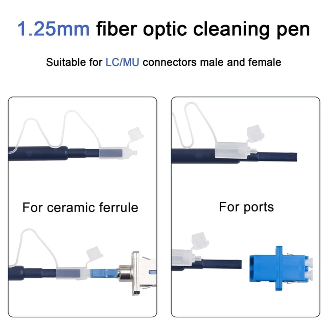 Alt view image 2 of 3 - 20-Pack Fiber Optic Cleaning Pens, 1.25&2.5mm for LC/SC/FC/ST Connectors