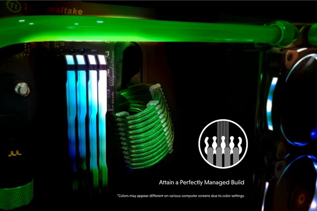 Alt view image 4 of 5 - LINKUP PSU Cable Extension Kit ^^ Braided Sleeved, 30cm, Green