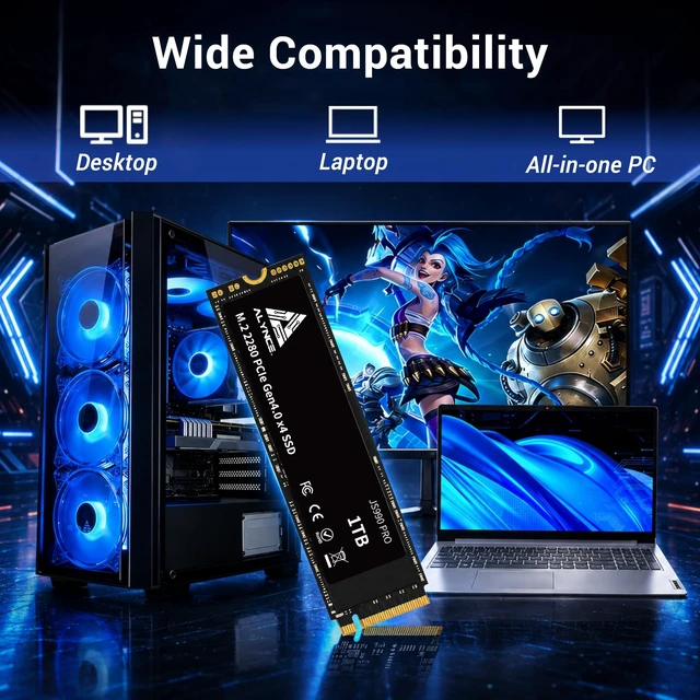 Alt view image 4 of 5 - ALYNCE JS990 PRO 1TB SSD PCIe Gen4 x4 NVMe M.2 2280, Up to 7400MB/s