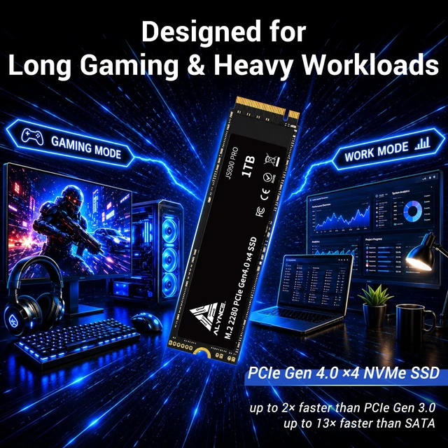 Alt view image 3 of 5 - ALYNCE JS990 PRO 1TB SSD PCIe Gen4 x4 NVMe M.2 2280, Up to 7400MB/s