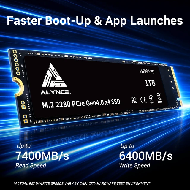 Alt view image 2 of 5 - ALYNCE JS990 PRO 1TB SSD PCIe Gen4 x4 NVMe M.2 2280, Up to 7400MB/s