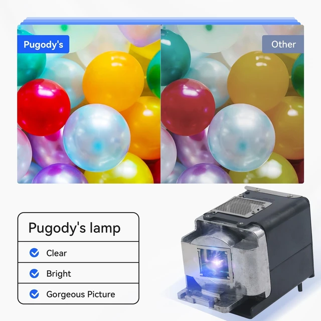 Alt view image 3 of 5 - Pugody A+ Quality VLT-HC3800LP/VLT-XD590LP Replacement Projector Bulb Lamp for Mitsubishi HC4000 HC3800 HC3200 HC3900 HC3200u HC3800u HC3900u HC4000u Projector with Housing