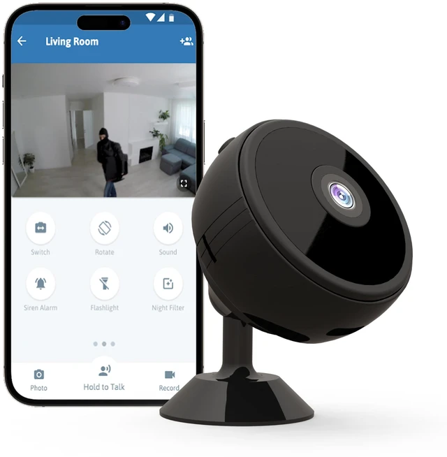 Main image of ZHENHAN Mini Camera Wireless Cam with Advanced Night Vision & Motion Detection, Remote Control Phone App, Dual SD/Cloud Storage, Instant Real-Time Alerts, Ideal Indoor Security Camera(Black)