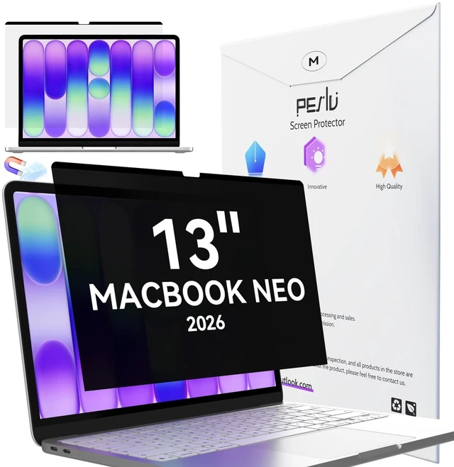 Main image of Peslv Magnetic Privacy Screen for Macbook Neo 13 Inch (2026, A18 Pro), Removable Matte Anti Glare Blue Light Protector Private Security Filter for 13inch Mac Laptop Computer