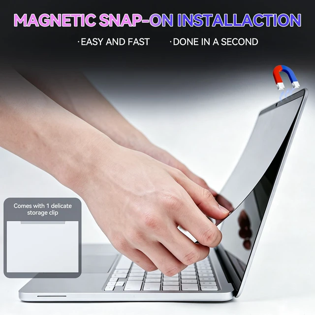 Alt view image 2 of 5 - Peslv Magnetic Privacy Screen for Macbook Neo 13 Inch (2026, A18 Pro), Removable Matte Anti Glare Blue Light Protector Private Security Filter for 13inch Mac Laptop Computer