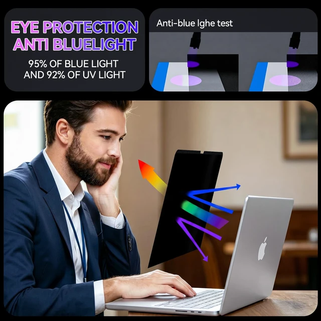 Alt view image 4 of 5 - Peslv Magnetic Privacy Screen for Macbook Neo 13 Inch (2026, A18 Pro), Removable Matte Anti Glare Blue Light Protector Private Security Filter for 13inch Mac Laptop Computer