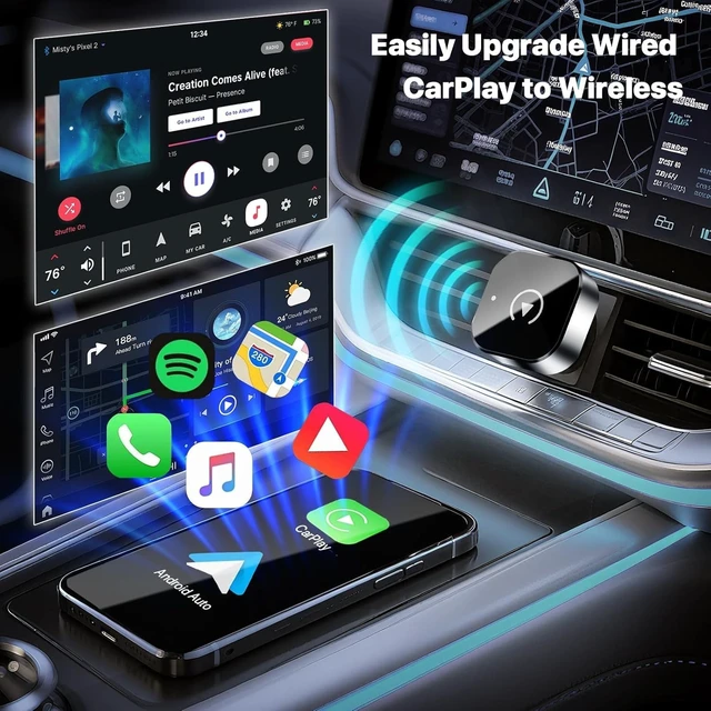 Alt view image 4 of 5 - Wireless CarPlay Adapter for iPhone and Android, Fast auto Connection with USB/USB-C, no lag, Compact, Plug and Play