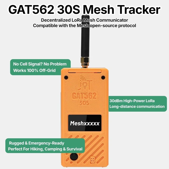 Alt view image 3 of 5 - GAT562 30S Kit 30dBm High Power LoRa Mesh Radio Node with nRF52840 and SX1262,915mhz Antenna,10km+ GPS Tracker, Portable Off-Grid IoT Device Compatible Meshtastic & Meshcore Kits (Orange)