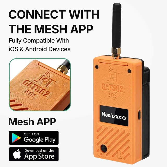 Alt view image 5 of 5 - GAT562 30S Kit 30dBm High Power LoRa Mesh Radio Node with nRF52840 and SX1262,915mhz Antenna,10km+ GPS Tracker, Portable Off-Grid IoT Device Compatible Meshtastic & Meshcore Kits (Orange)