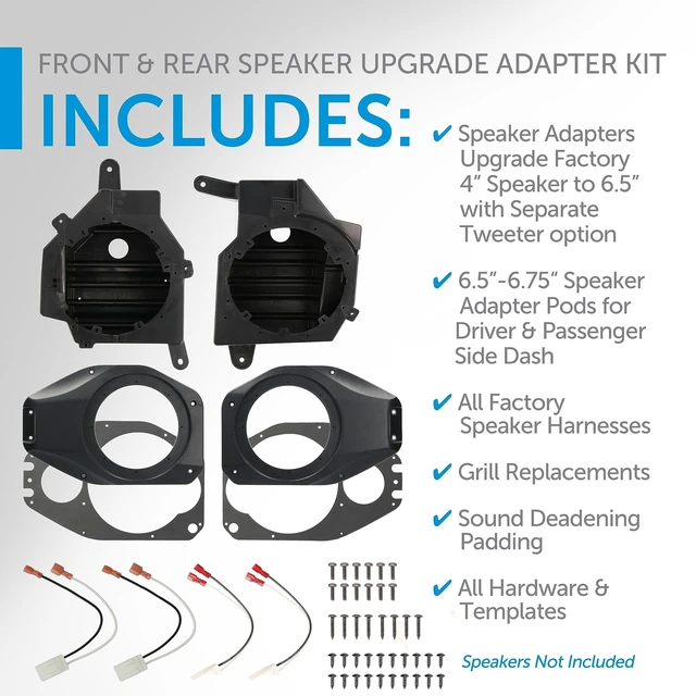 Alt view image 3 of 5 - Proscenium PRO-JPSAP1 Front Left & Right Speaker Pods All-in-One Adapter Kit for Better Sound Quality, Fits 6.5- 6.75 Aftermarket Speakers for Jeep Wrangler JL and Gladiator JT Models, Black