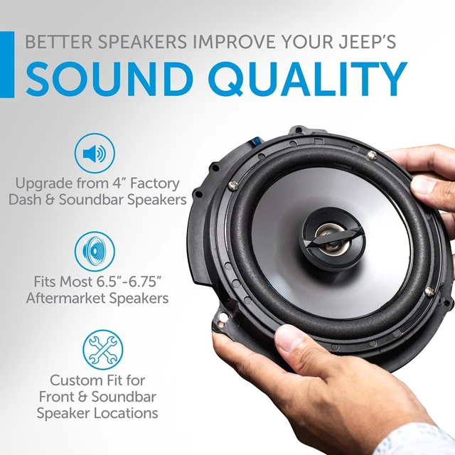 Alt view image 5 of 5 - Proscenium PRO-JPSAP1 Front Left & Right Speaker Pods All-in-One Adapter Kit for Better Sound Quality, Fits 6.5- 6.75 Aftermarket Speakers for Jeep Wrangler JL and Gladiator JT Models, Black