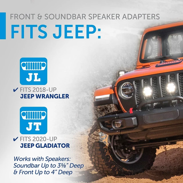 Alt view image 2 of 5 - Proscenium PRO-JPSAP1 Front Left & Right Speaker Pods All-in-One Adapter Kit for Better Sound Quality, Fits 6.5- 6.75 Aftermarket Speakers for Jeep Wrangler JL and Gladiator JT Models, Black