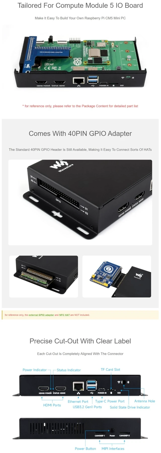 Alt view image 3 of 5 - Metal Case for Raspberry Pi Compute Module 5 IO Board CM5, Mini PC Chassis with Cooling Fan, 40PIN GPIO Adapter, Dust-Proof, Wall Mount Support for Industrial & DIY Pi Projects