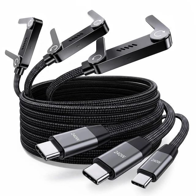 Main image of LOOHOI 240W Fast Charging USB-C to USB-C Cable with Built-in Phone Stand