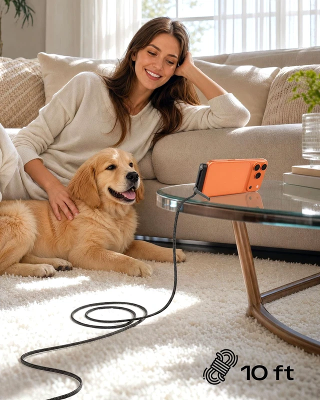 Alt view image 2 of 5 - LOOHOI 240W Fast Charging USB-C to USB-C Cable with Built-in Phone Stand