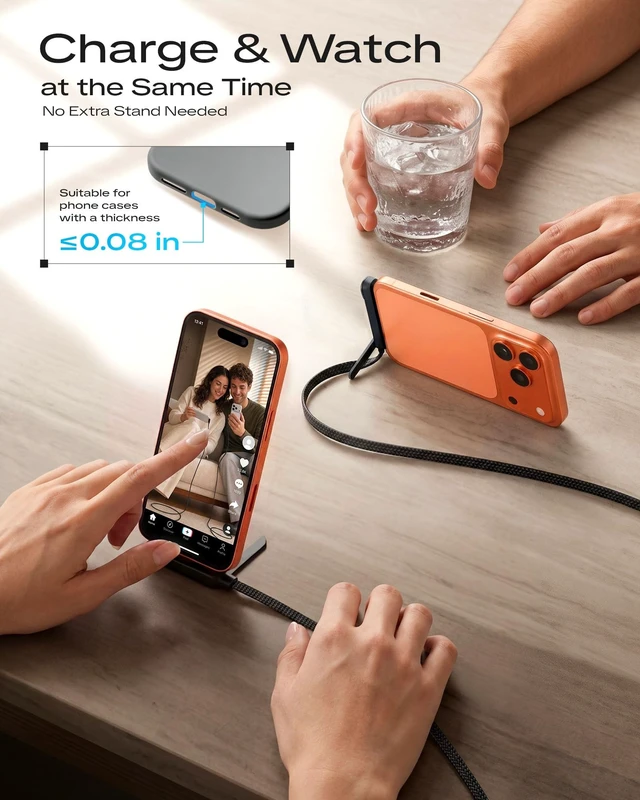 Alt view image 4 of 5 - LOOHOI 240W Fast Charging USB-C to USB-C Cable with Built-in Phone Stand