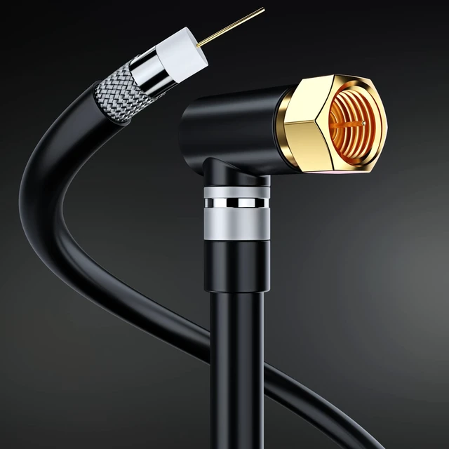 Alt view image 4 of 5 - Maximm RG6 Coaxial Cable 15 Ft, 2-Pack, 90 Degree Angled, Black, CL3