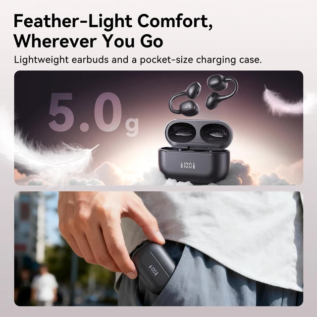 Alt view image 3 of 5 - Kinglucky NEW Open-Ear Clip-On Wireless Earbuds, Comfortable & Secure Fit