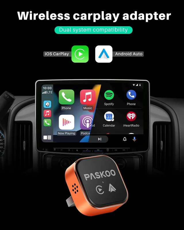 Alt view image 2 of 5 - PASKOO Wireless CarPlay Adapter for Apple iPhone & Android Phones