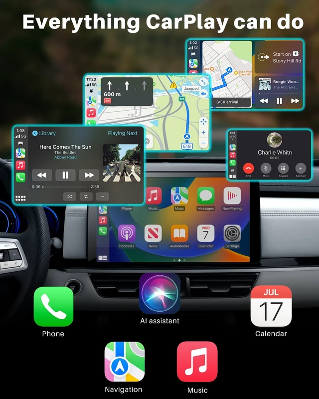 Alt view image 3 of 5 - PASKOO Wireless CarPlay Adapter for Apple iPhone & Android Phones