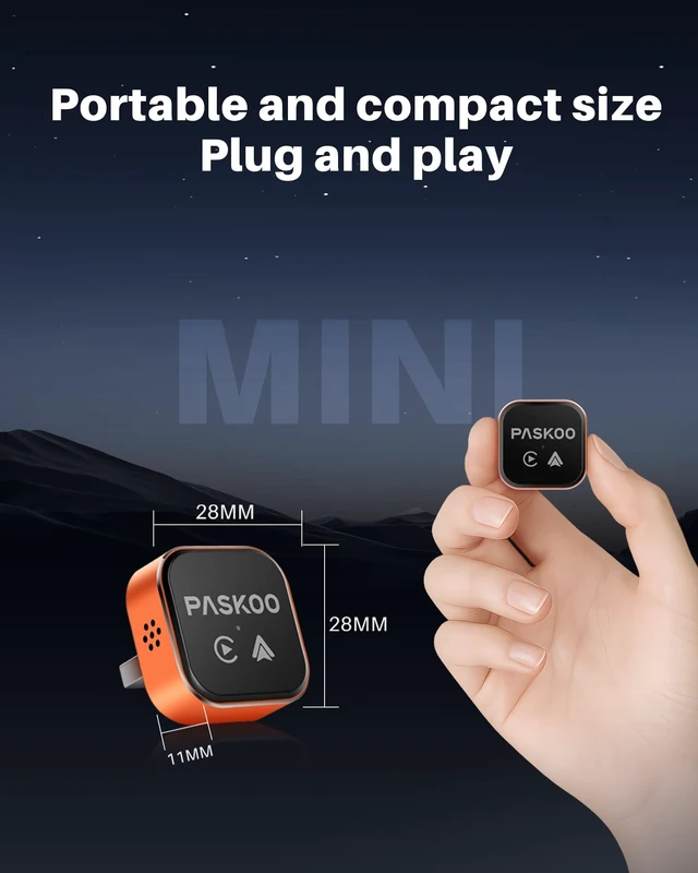 Alt view image 5 of 5 - PASKOO Wireless CarPlay Adapter for Apple iPhone & Android Phones