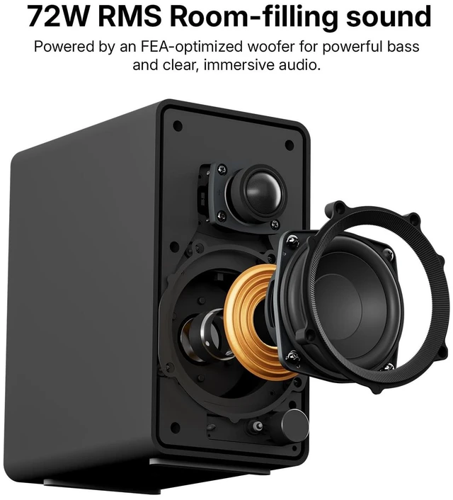 Alt view image 3 of 5 - Creative XF1 PC Speakers, Bluetooth 6.0, 72W RMS, Hi-Res Audio, LDAC, AAC