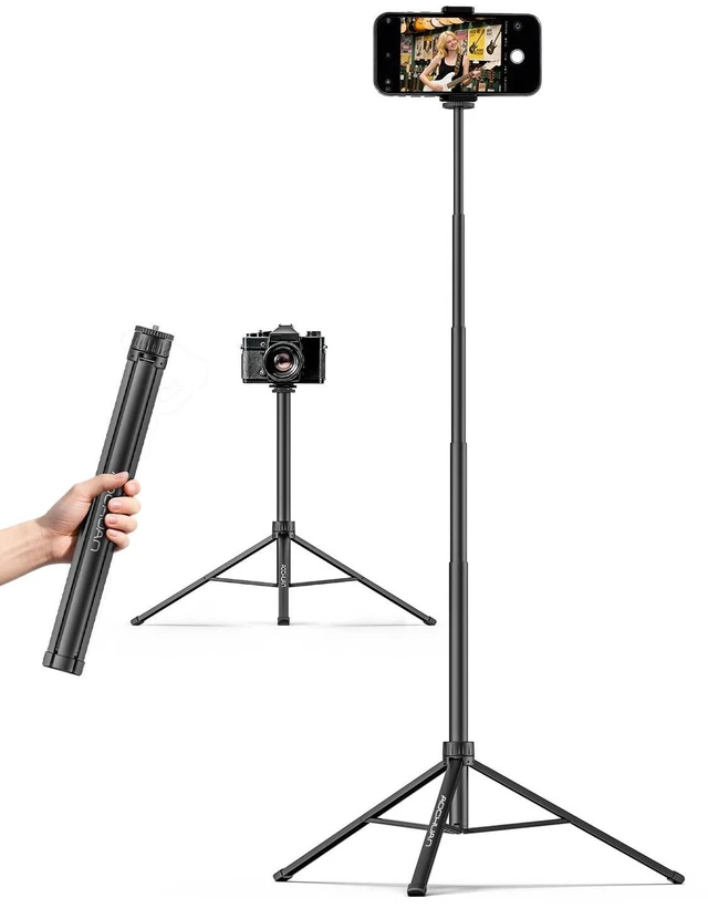 Main image of AOCHUAN 155cm Lightweight Extendable Phone Tripod for iPhone, Adjustable 14.5"-60.1" Photography Phone Stand, Portable & Stable Travel Tripod for Smartphone, Video Recording, Live Streaming